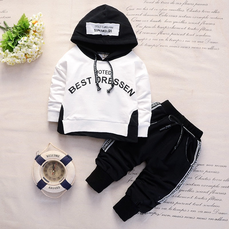 New Spring Autumn Cotton Boys Clothes Outfit Kids Baby Sports Hooded Tops Pants 2pcs Sets Fashion Children Casual Tracksuits