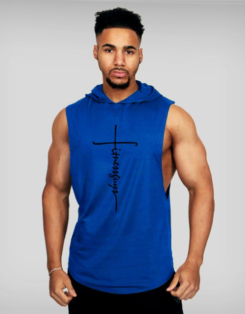 Load image into Gallery viewer, Muscle Fitness Guys Gym Clothing Mens Bodybuilding Hooded Tank Top Men Cotton Sleeveless T Shirt Running Vest Workout Sportswear
