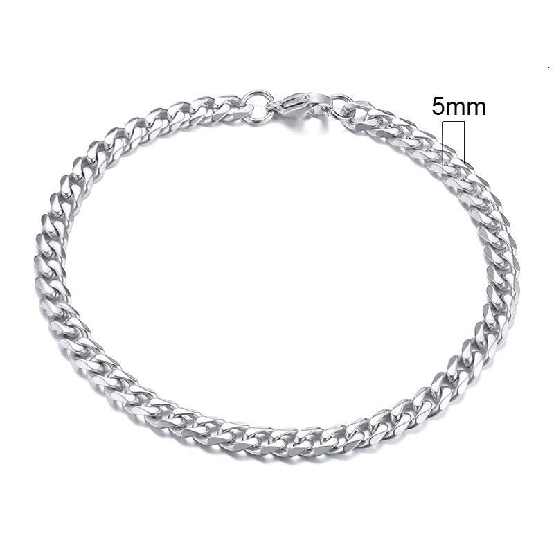 3-11mm Chunky Miami Curb Chain Bracelet for Men, Stainless Steel Cuban Link Chain Wristband Classic Punk Heavy Male Jewelry