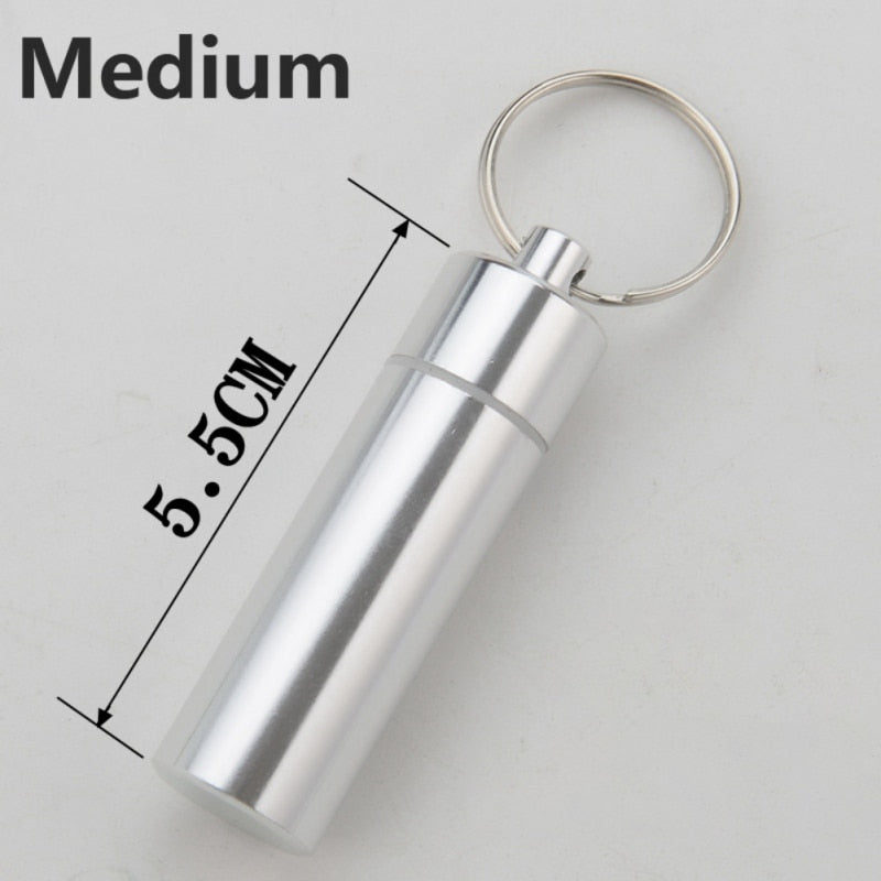 Waterproof Aluminum Pill Box Case Bottle Cache Drug Holder for Traveling Camping Container Keychain Medicine Box Health Care