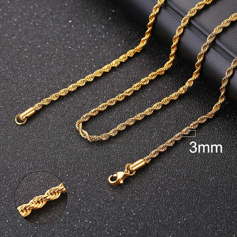 Cuban Chain Necklace for Men Women, Basic Punk Stainless Steel Curb Link Chain Chokers,Vintage Gold Tone Solid Metal Collar