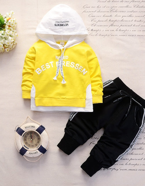 Load image into Gallery viewer, New Spring Autumn Cotton Boys Clothes Outfit Kids Baby Sports Hooded Tops Pants 2pcs Sets Fashion Children Casual Tracksuits
