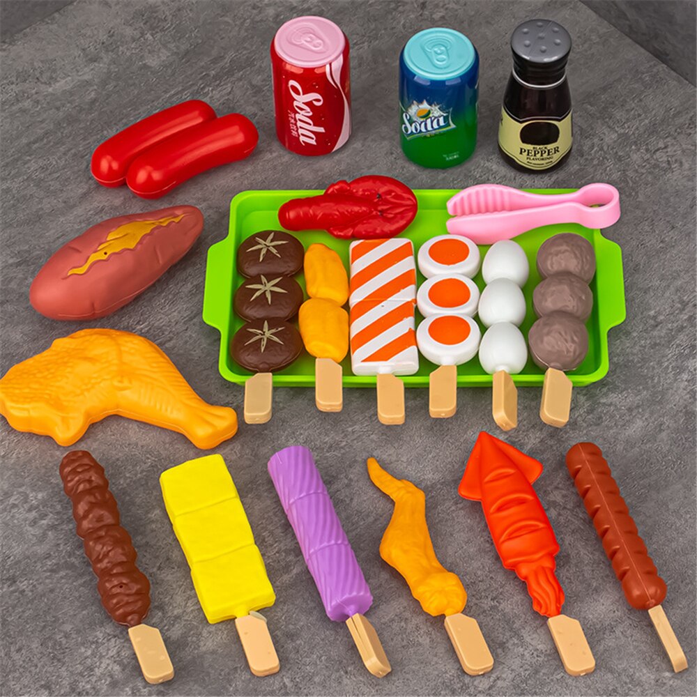 Baby Pretend Play Kitchen Kids Toys Simulation Barbecue Cookware Cooking Food Role Play Educational Gift Toys for Children