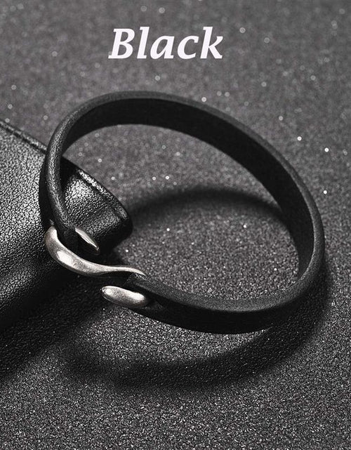 Load image into Gallery viewer, Men Bracelet Genuine Leather Bangle Retro Cuff Bracelet Classic Hooks Wristband Men Women Jewelry Gifts
