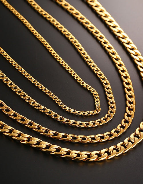 Load image into Gallery viewer, Men&#39;s Cuban Link Chain Necklace Stainless Steel Black Gold Color Male Choker colar Jewelry Gifts for Him
