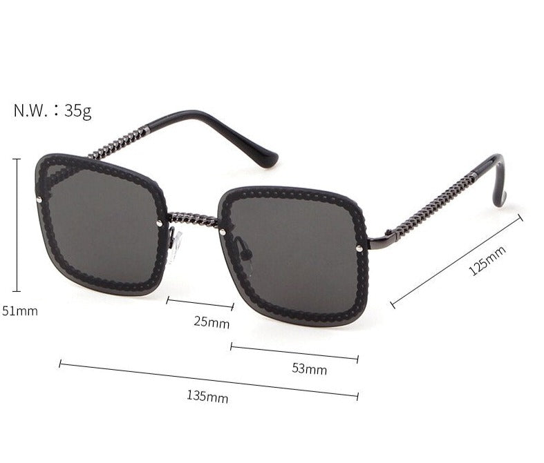 Vintage NO Chain Sunglasses Women Square Frame 2019 Luxury Brand Design Retro Rimless Sun Glasses Lady Female Shades S017