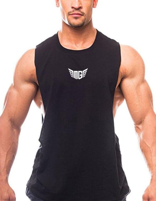 Load image into Gallery viewer, Bodybuilding Tank Tops Men Sports Sleeveless shirt Muscle guys Vest Fitness Drop Armhole Solid Tops Tees Cotton Gym Singlets
