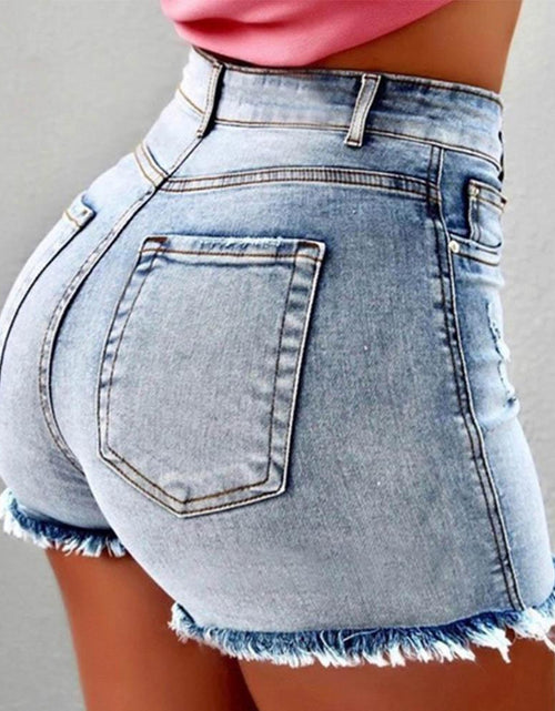 Load image into Gallery viewer, Summer Hot Shorts Women Jeans High Waist Jeans Short for Women Fringe Frayed Ripped Denim Hot Shorts pantalones vaqueros mujer
