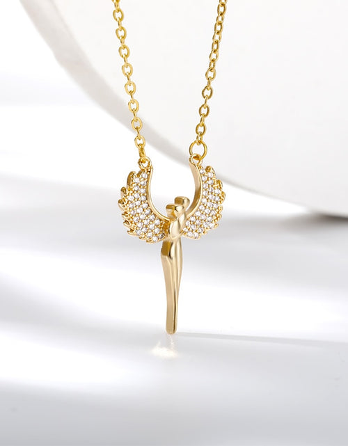 Load image into Gallery viewer, Wing Angel Necklaces Stainless Steel Gold Color CZ Necklace For Women Wedding Band Choker Cubic Zirconia Jewelry Bride Gift
