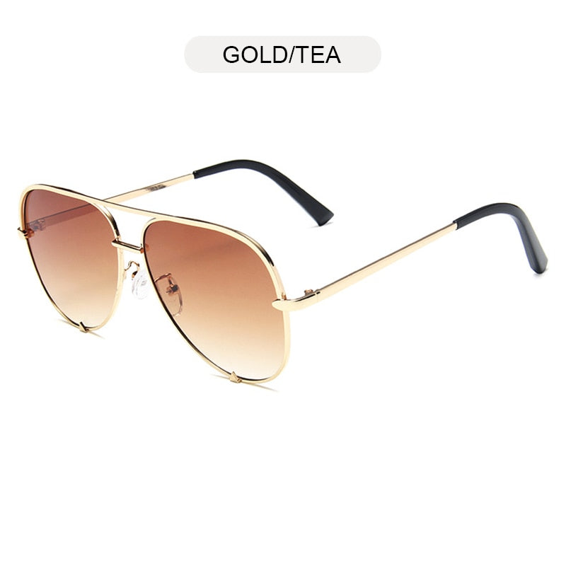 Sunglasses Women Fashion Alloy Pilot Sun Glasses Men Gradient Lens Driving Shades Ladies UV400