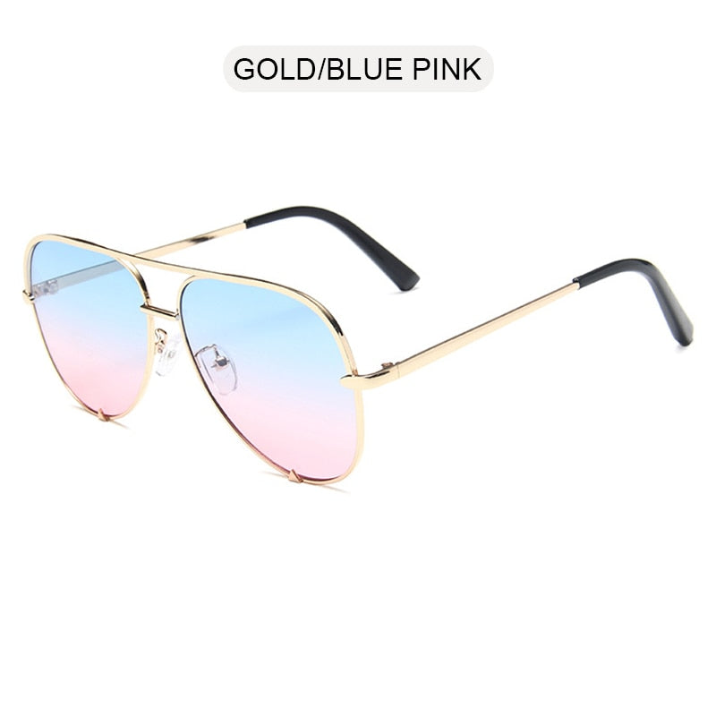 Sunglasses Women Fashion Alloy Pilot Sun Glasses Men Gradient Lens Driving Shades Ladies UV400