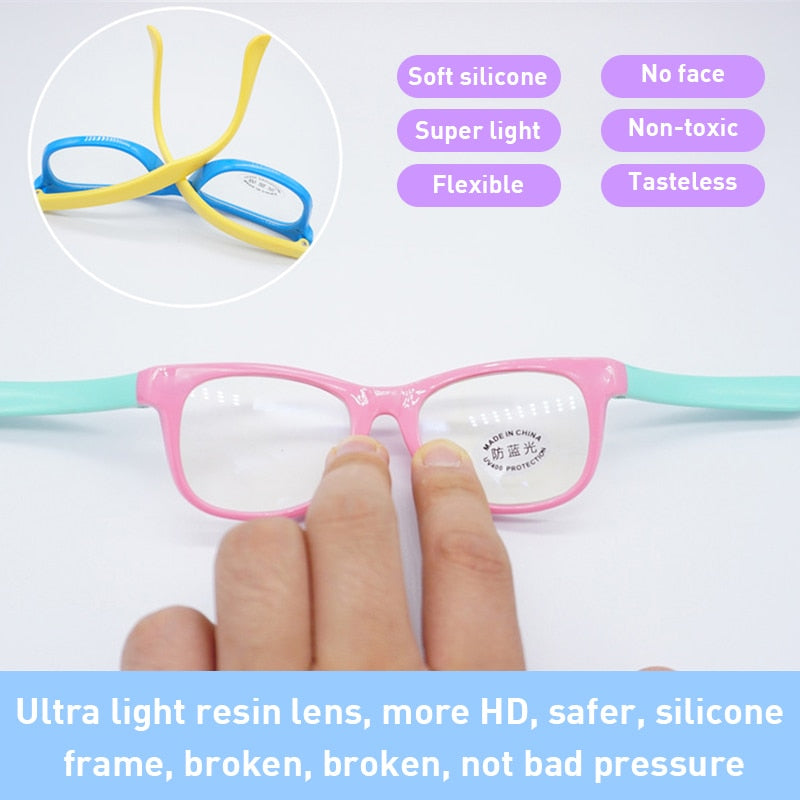 2022 TR90 Round Blue Light Kids Glasses Silicone Flexible Optical Frame Boys Girls Computer Transparent Blocking Eyeglasses