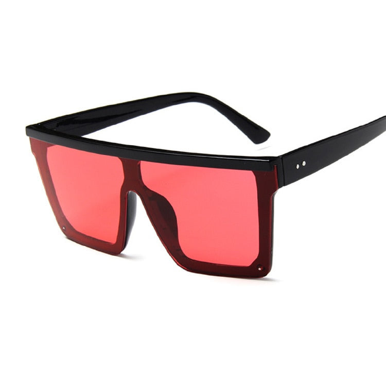 Retro Fashion Square Sunglasses Woman Big Frame Black Pink Ladies Sun Glasses Oversized Flat Top Colorful Lunette De Soleil