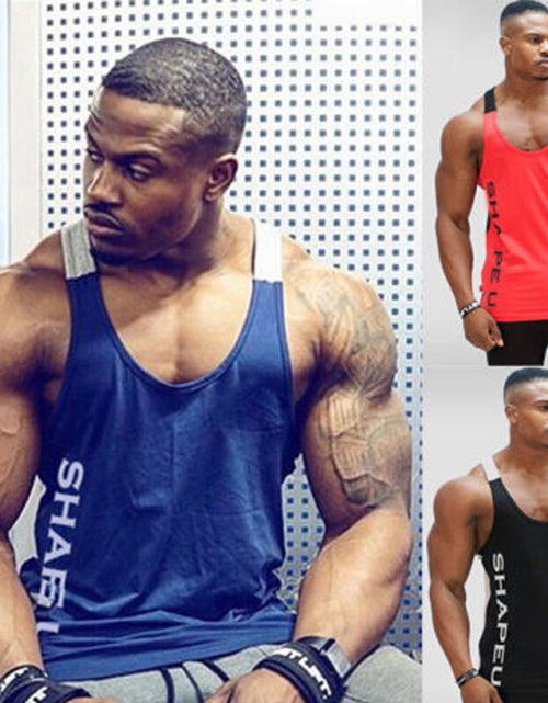 Load image into Gallery viewer, Sports Running T-shirt Men Gym Fitness Tops Tee Shirt Stringer Bodybuilding Singlets Muscle Vest T Shirt Workout Shirt
