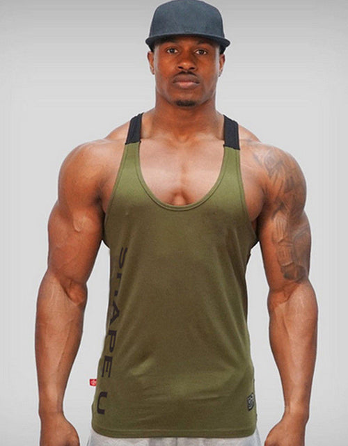 Load image into Gallery viewer, Sports Running T-shirt Men Gym Fitness Tops Tee Shirt Stringer Bodybuilding Singlets Muscle Vest T Shirt Workout Shirt
