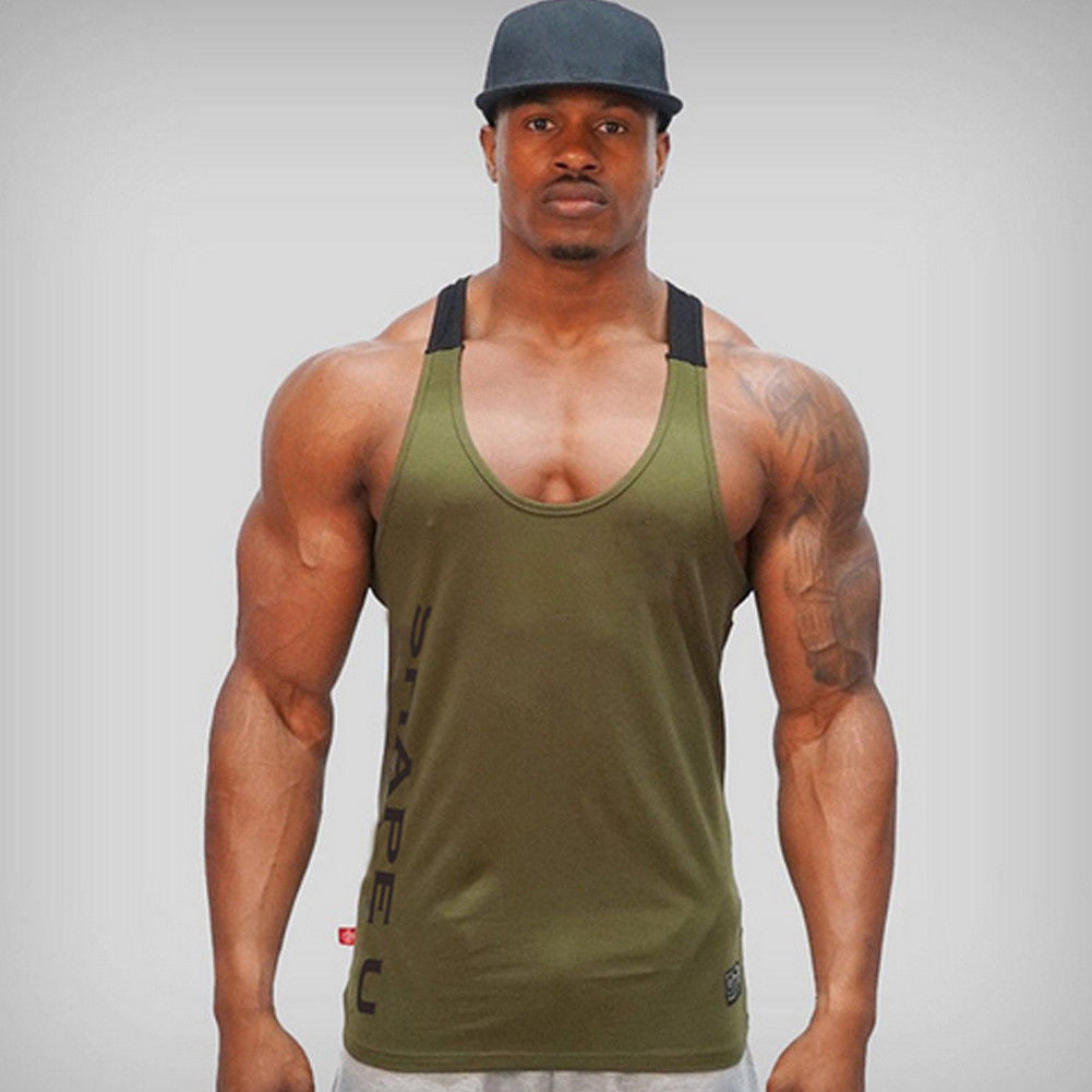 Sports Running T-shirt Men Gym Fitness Tops Tee Shirt Stringer Bodybuilding Singlets Muscle Vest T Shirt Workout Shirt