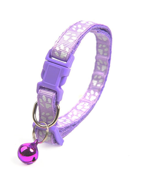 Load image into Gallery viewer, 1Pc Colorful Cute Bell Collar Adjustable Buckle Cat Collar Pet Supplies Footprint Personalized Kitten Collar Small Dog Accessory
