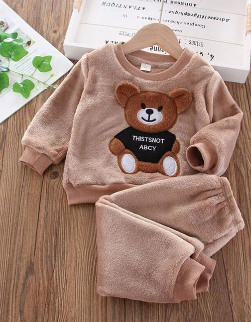 Load image into Gallery viewer, Baby Boys And Girls Clothing Set Tricken Fleece Children Hooded Outerwear Tops Pants 3PCS Outfits Kids Toddler Warm Costume Suit
