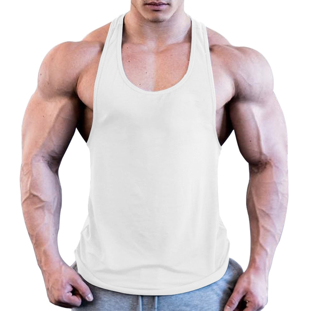 Gym Men Muscle Sleeveless Shirt Tank Top Bodybuilding Sport Fitness Workout Stringer Weight Singlets Breathable Running T-Shirt