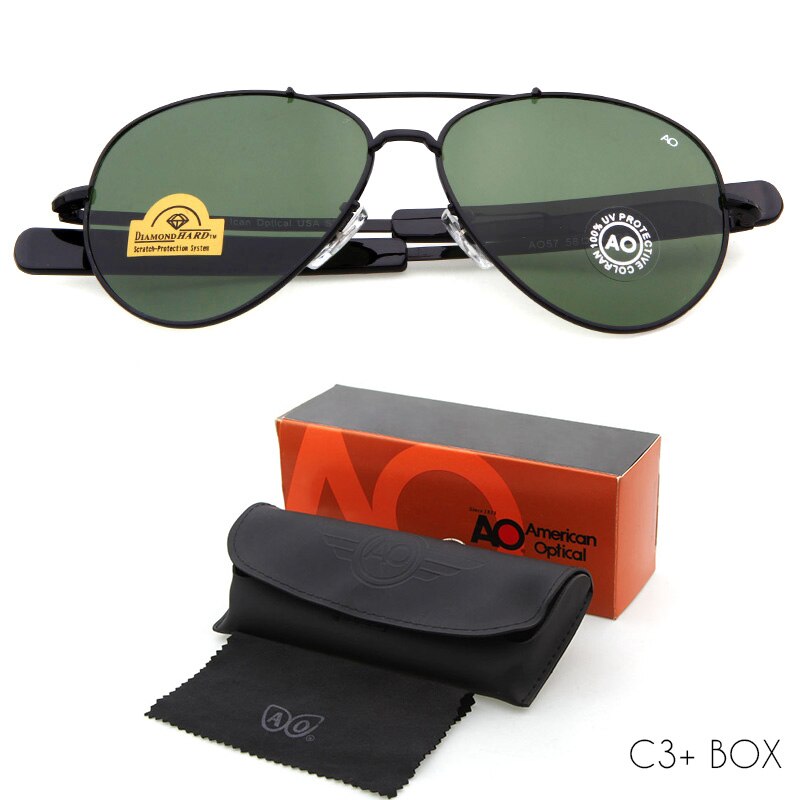 Sunglasses pilot 90s Men Army Military 12K Gold Tint Frame American Optical Lens Sun Glasses with Box OM288B