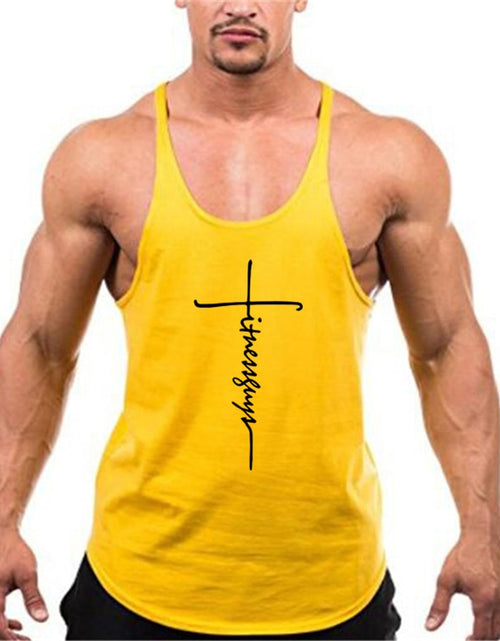 Load image into Gallery viewer, Gym Stringer Tank Top Men Bodybuilding Clothing Cotton Sleeveless Shirt Man Fitness Vest Singlet Sportwear Workout Tanktop
