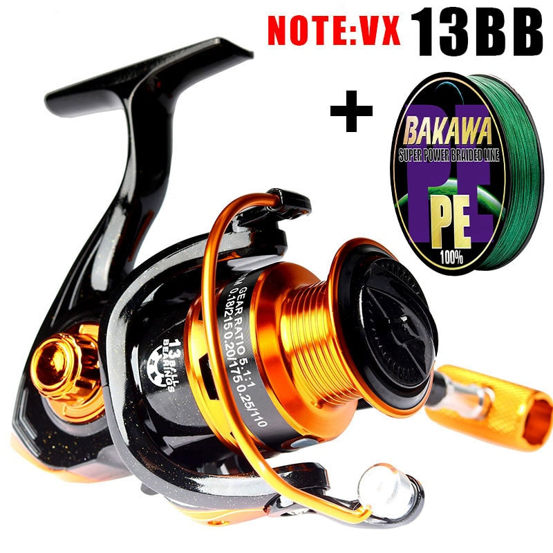 BAKAWA NEW Fishing Metal Spool Reel 1000~7000 Series 13 BB Accessories Metal Spool Spinning Wheel For Saltwater Carp Pesca