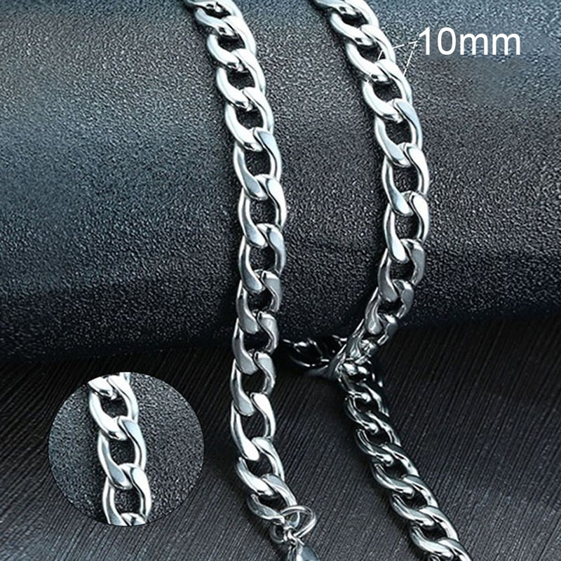 Men&#39;s Cuban Link Chain Necklace Stainless Steel Black Gold Color Male Choker colar Jewelry Gifts for Him