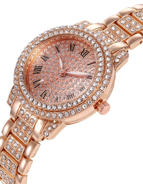 Load image into Gallery viewer, Hot Fashion Women Luxury Diamond Watches Bracelet Ladies Quartz Watch Rose Gold Womens Wristwatch Shiny Crystal Reloj Mujer
