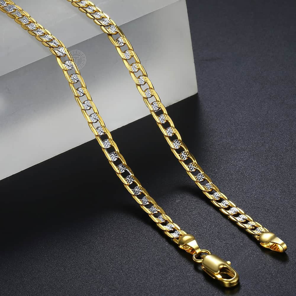 Gold Color Chain Necklace For Men Women Cuban Link Chain Male Necklace Fashion Men&#39;s Jewelry Wholesale Gifts 4mm GN64