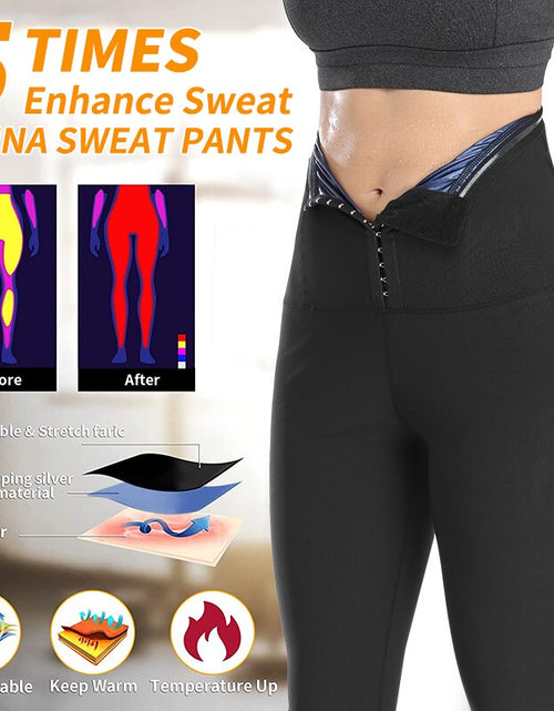 Load image into Gallery viewer, Women&#39;s Sweat Leggings Waist Trainer Body Shaper Sauna Compression High Waist Sport Pants For Weight Loss Slimming Shapewear
