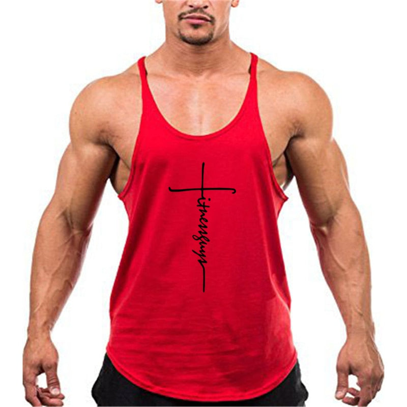 Gym Stringer Tank Top Men Bodybuilding Clothing Cotton Sleeveless Shirt Man Fitness Vest Singlet Sportwear Workout Tanktop