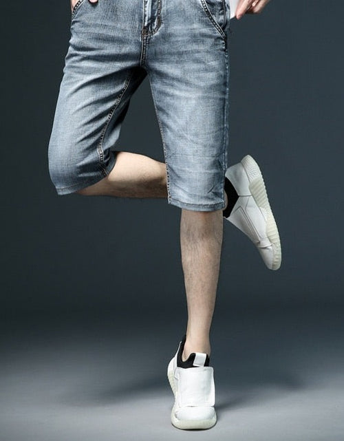 Load image into Gallery viewer, Summer New Classic Men&#39;s Jeans Shorts Fashion Casual Brand Elastic Force Regular Fit Denim Shorts Male Grey Blue
