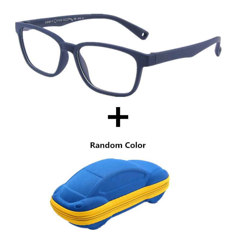 Anti blue Light Kids Glasses Boys Girls Optical Frame Computer Transparent Glasses Children Silicone Soft Eyeglasses +Car Case