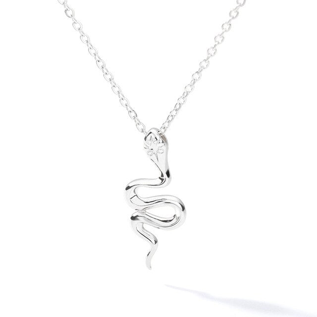 Snake Pendant Necklace For Women Simple Gold Color Animals Necklace Collar Pendant Stainless Steel Jewelry collar hombre