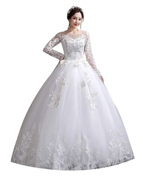 Load image into Gallery viewer, Wedding Dress 2022 New Birde Long Sleeve Ball Gown Luxury Lace Wedding Dresses Vestido De Noiva Robe De Mariee Plus Size
