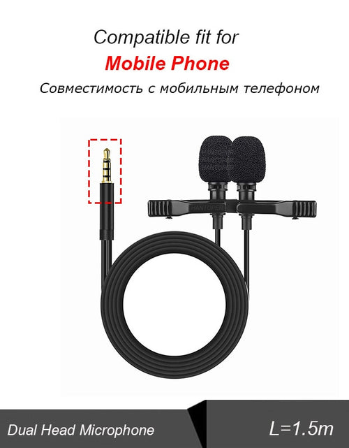 Load image into Gallery viewer, 3.5mm Mini Lavalier Microphone Metal Clip Lapel Mic for Mobile Phone PC Laptop Wired Mikrofo/Microfon for Speaking Vocal Audio
