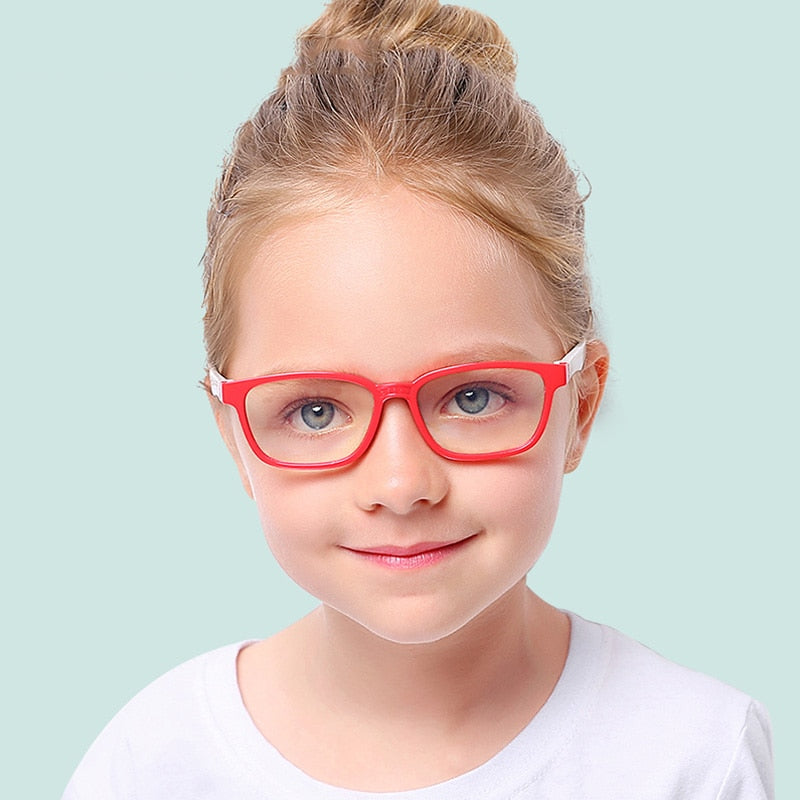 Children Bendable Silicone Anti-blue Light Glasses Flexible One-piece Safe Eyeglasses Plain Mirror Goggles Eyewear Frame