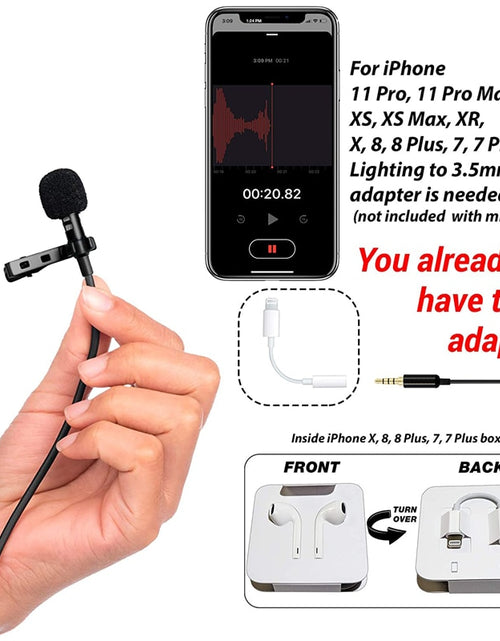 Load image into Gallery viewer, 3.5mm Mini Lavalier Microphone Metal Clip Lapel Mic for Mobile Phone PC Laptop Wired Mikrofo/Microfon for Speaking Vocal Audio
