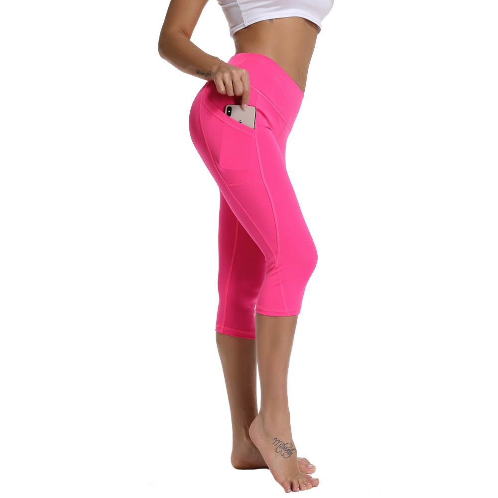 Calf-length Pants With Pocket Fitness Women Leggings High Waist 3/4 Yoga Pants Squat Proof Workout Tights Gym Girl Clothing