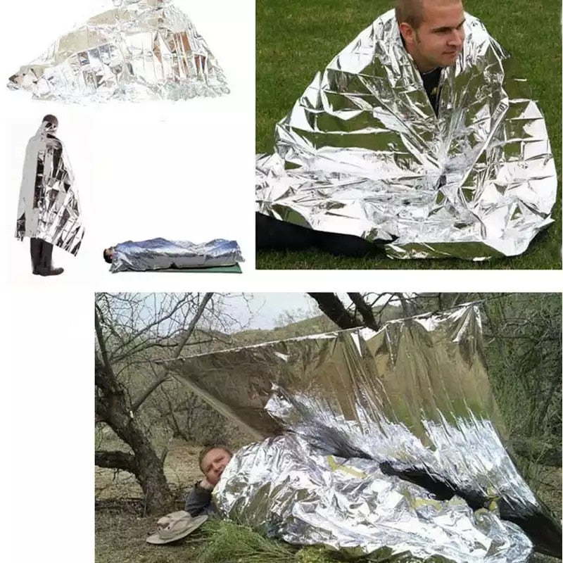 Outdoor Low Temperature Rescue First Aid Kit Insulation Blanket Campsite Keeping Foil Polyester Film Lifesaving Warm Insulation