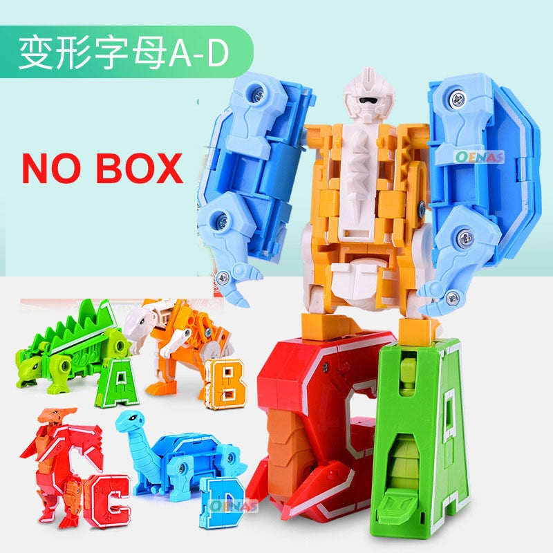 Educational Assemble Robots Transformation Building Blocks Action Figure Car Model Deform Number Letters Alphabet Math Toys