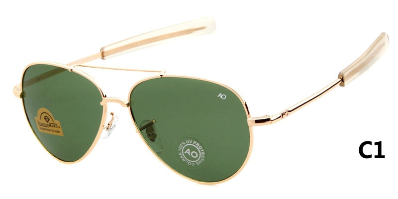 Sunglasses pilot 90s Men Army Military 12K Gold Tint Frame American Optical Lens Sun Glasses with Box OM288B