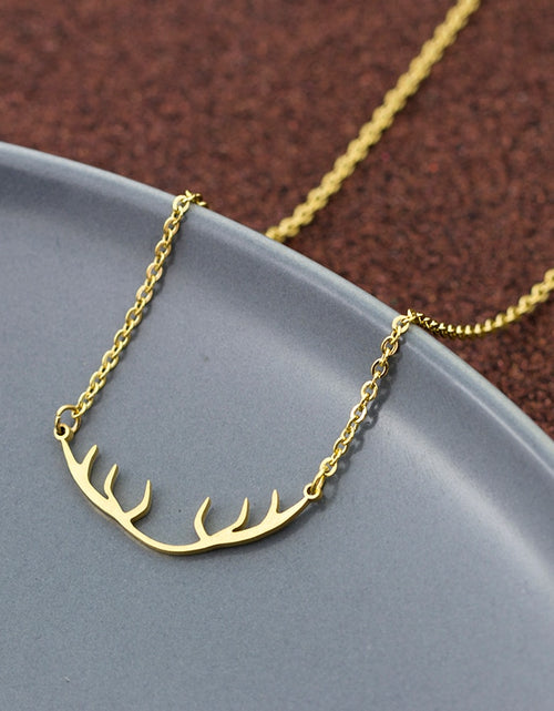 Load image into Gallery viewer, Antler Necklace Delicate Deer Horn Pendant Stainless Steel Charm Necklace Best Friends Gifts Wild Animal Jewelry
