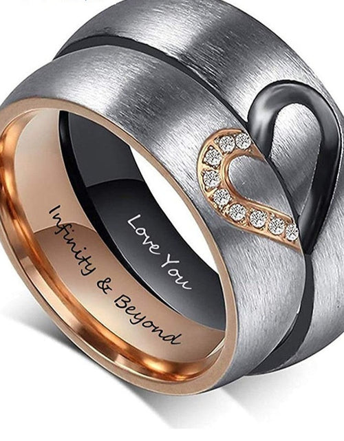 Load image into Gallery viewer, Personalized Heart Couple Rings with Zirconia Custom Inside Engraving Wedding Engagement Rings for Women Men Promise Gift
