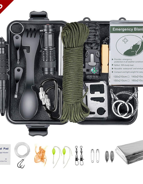 Load image into Gallery viewer, 15 IN 1 Survival Kit Set Camping Travel Multifunction Tactical Defense Equipment First Aid SOS Wilderness Adventure
