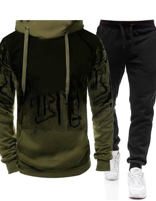 Load image into Gallery viewer, 2Pcs Suit Spring Autumn Men&#39;s Sweatshirt Set Splash Ink Hoodies+Tracksuit Pants Casual Fitness Male Sportswear S-4XL Wholesale
