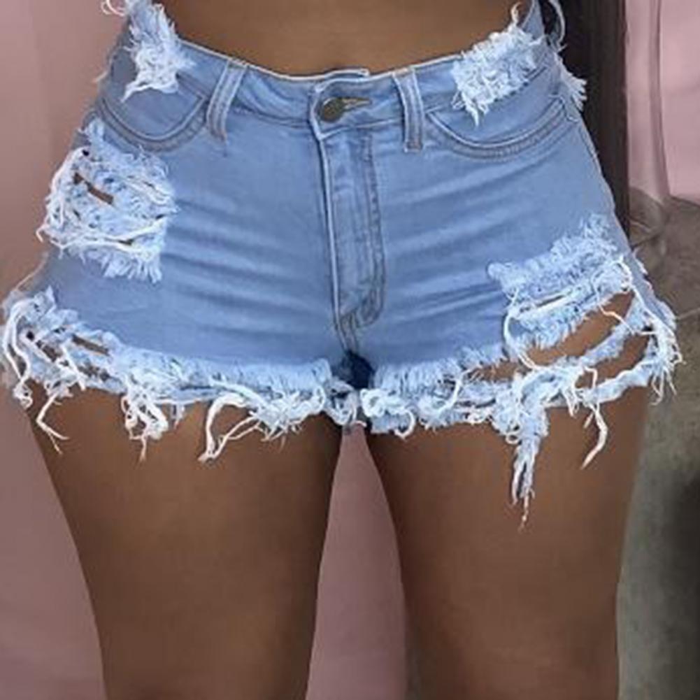 Sexy High Waist Ladies Denim Shorts 2021 Summer New Women&#39;s Ripped Hollow Out Hole Streetwear Plus Size Shorts Jeans