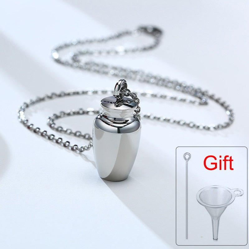 Vnox Openable Earthen Jar Columbarium Shape Pendant for Men Women,Stylish Perfume Holder Ashes Cremation Urn Punk Rock Necklace