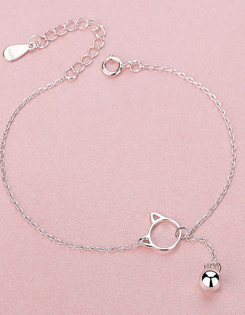 Load image into Gallery viewer, Korean Simple Design Cat Bell Pendant Bracelet Elegant Women&#39;s Wedding Party Silver Color Bracelet Charming Girl Jewelry Gift
