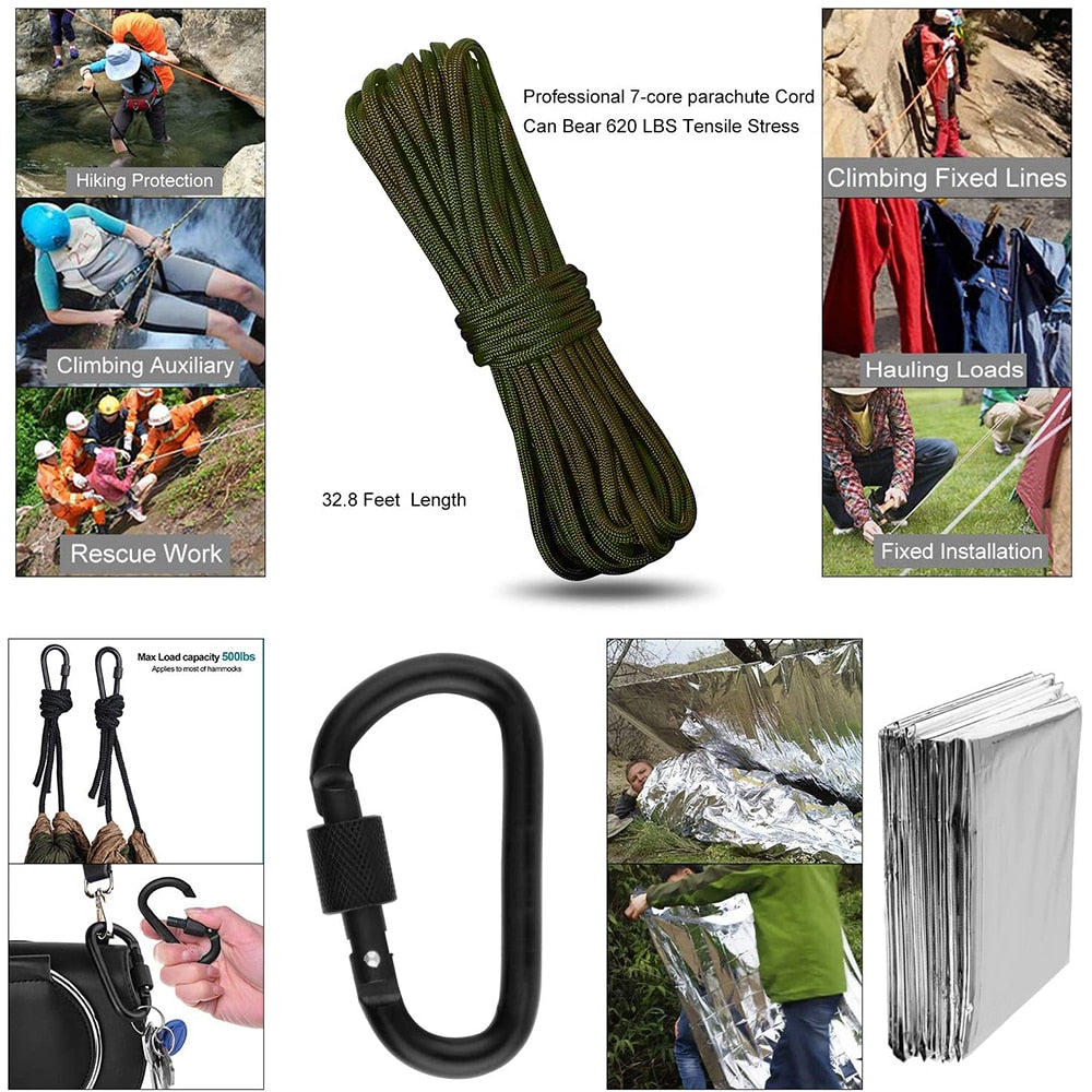 15 IN 1 Survival Kit Set Camping Travel Multifunction Tactical Defense Equipment First Aid SOS Wilderness Adventure